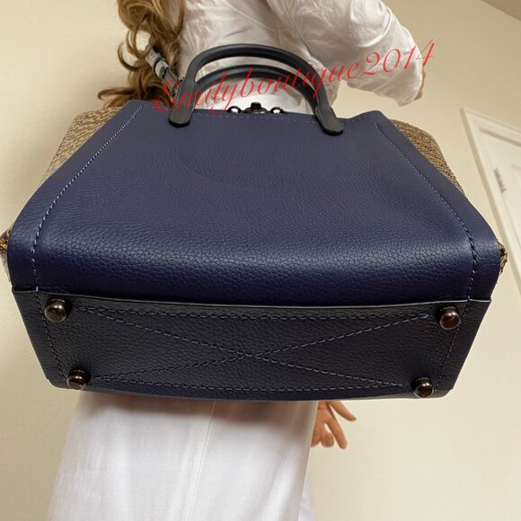 NEW Coach Retail 1941 Colorblock Snakeskin Troupe Cadet Blue Leather Tote Bag - Picture 8 of 12